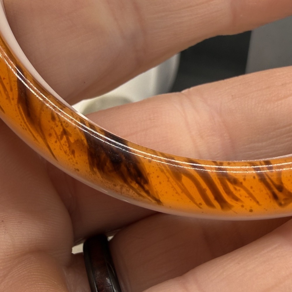 Vintage Bangle Bracelet Faux Tortoiseshell Acrylic 8.5" - Picture 5 of 8